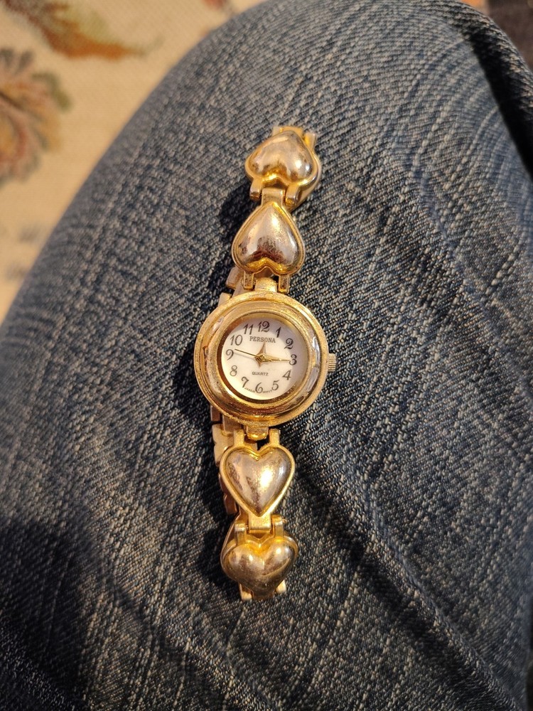 Persona Heart Shaped Watch Women's Gold Tone Dial