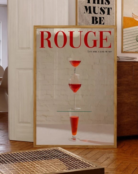 Rouge Magazine Poster, 70s Wall Print, Red Wall Art, Kitchen Poster