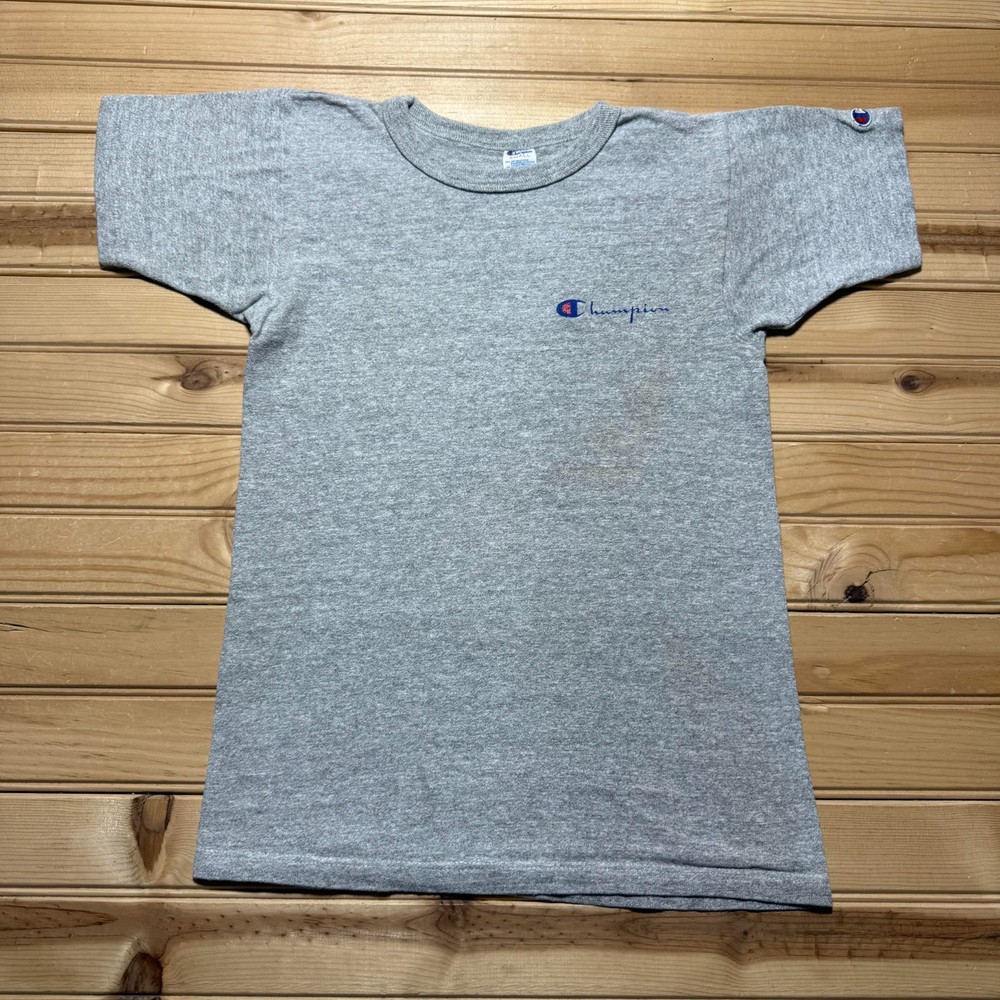 Vintage 80s Champion Script Logo Embroidered Heather T-Shirt Youth Size Small