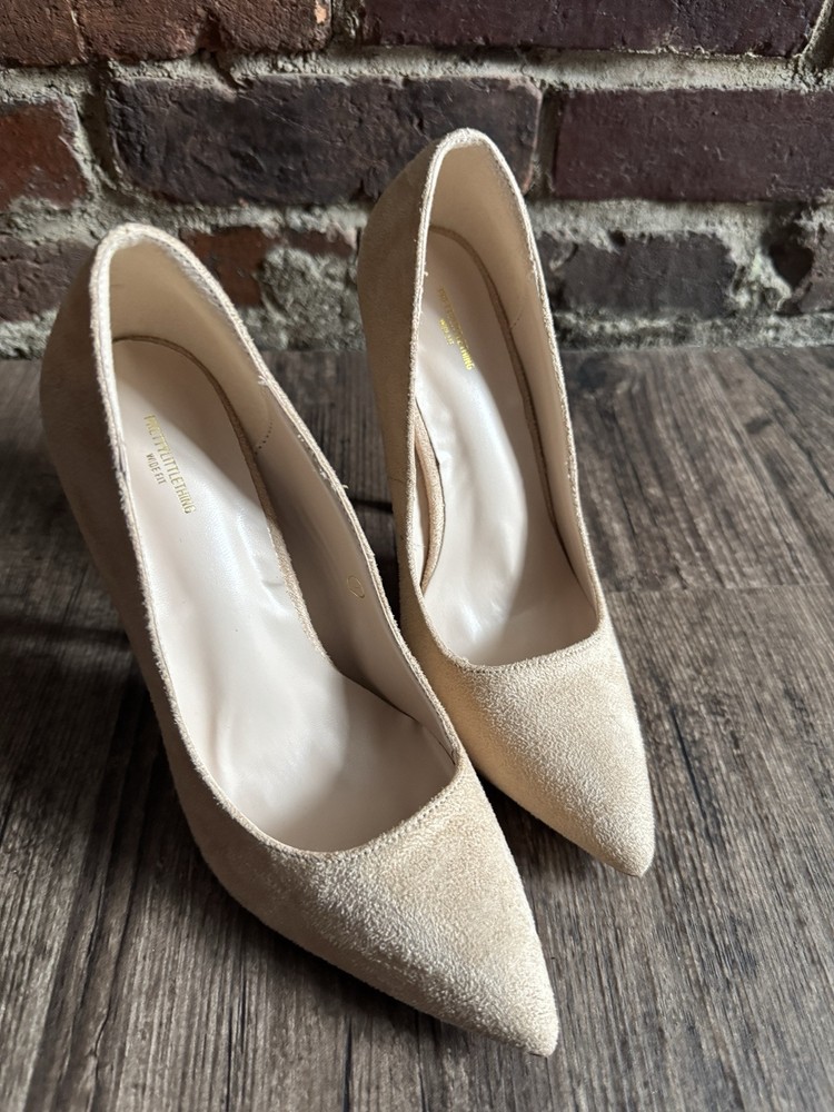 Pretty Little Thing Nude Wide Fit Court Shoes UK 5