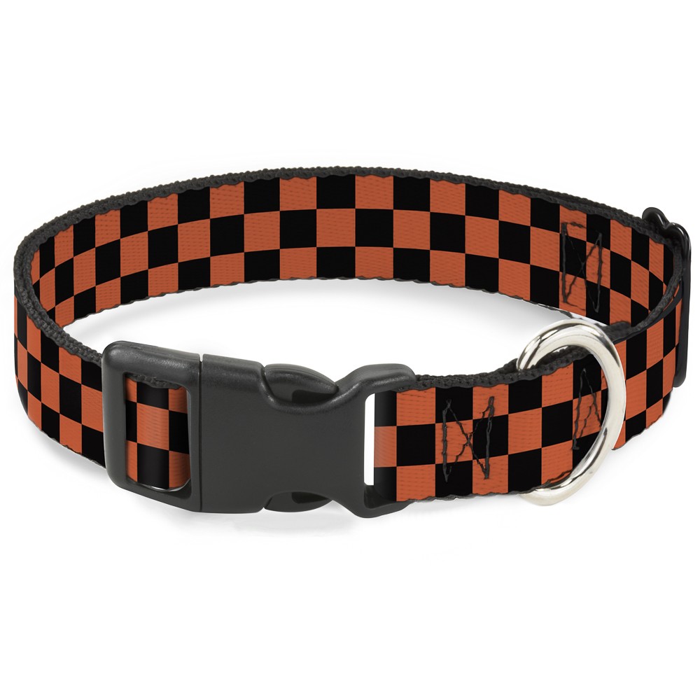 Plastic Clip Collar Checker Black/Orange Small 9.5-13