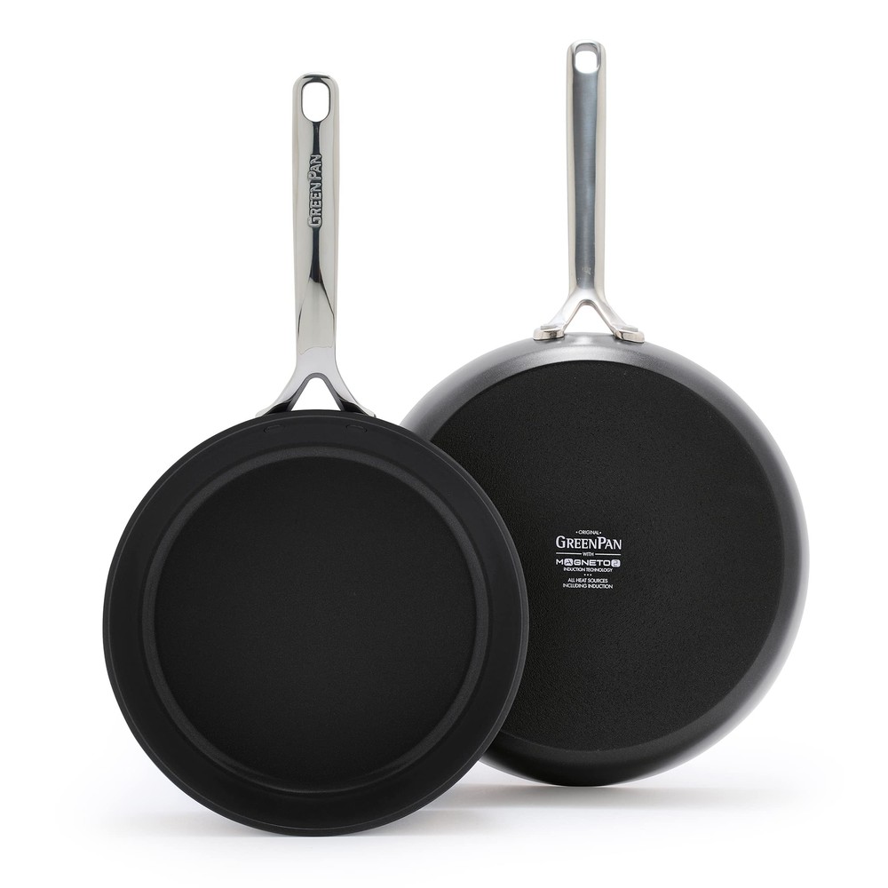 GreenPan GP5 Hard Anodized Healthy Ceramic Nonstick 9.5” & 11” 2 Piece,,Black
