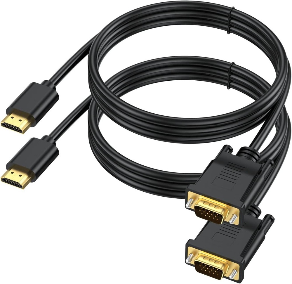 HDMI to VGA Cable 3.3FT 2-Pack, Cord 3 Feet, Black