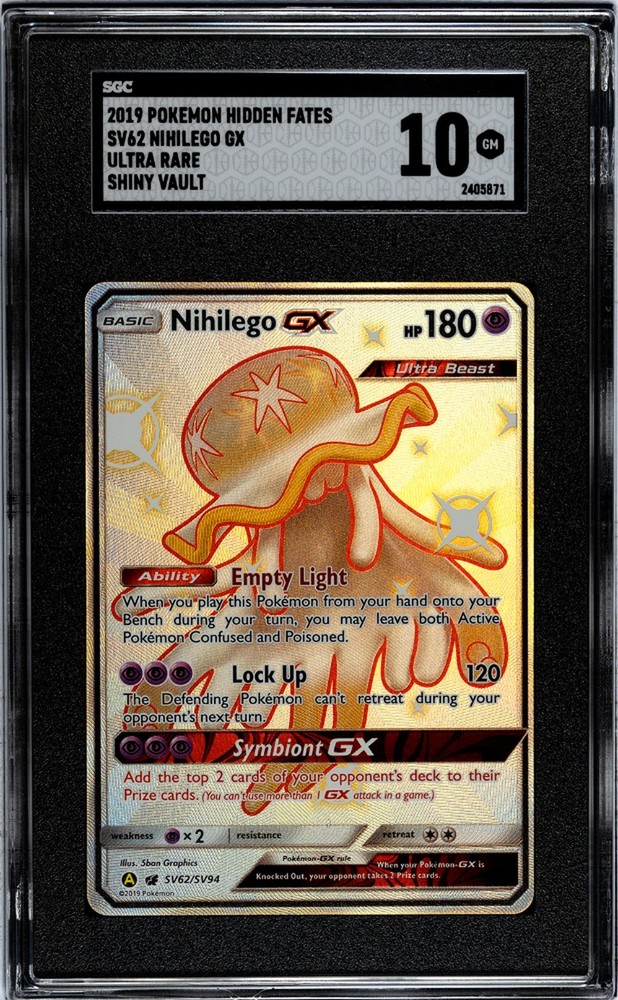 2019 Pokemon Hidden Fates #SV62/SV94 Nihilego Ultra SGC 10