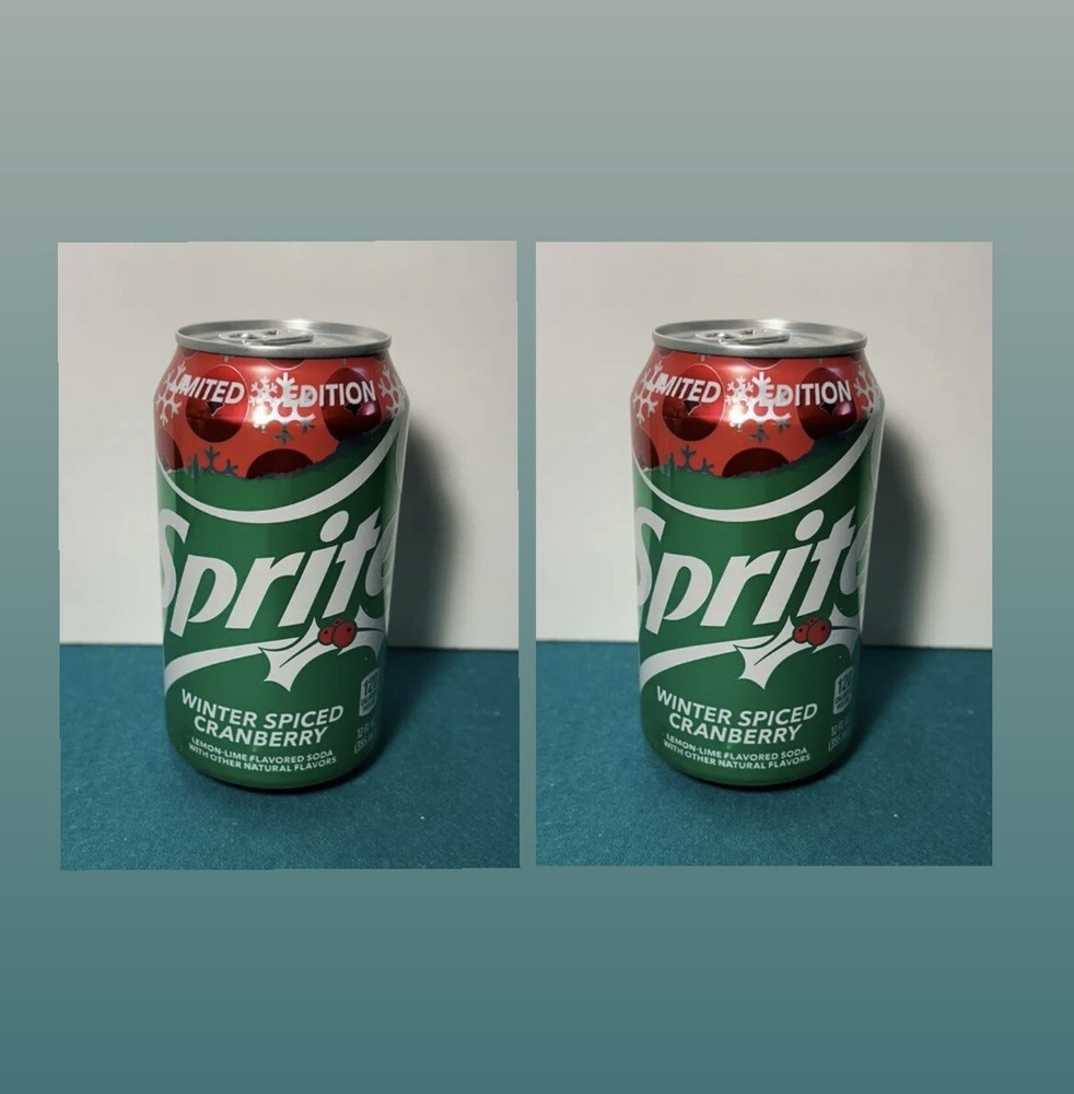 ⭐️ 2 CANS Winter Spiced Cranberry Sprite 12oz RETIRED Xmas Limited Edition 2022