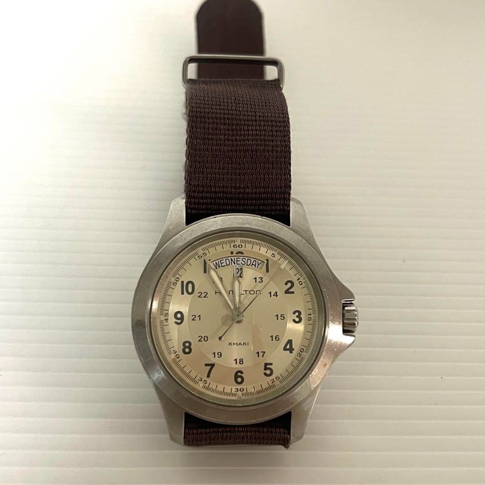 Hamilton Khaki Field H644510 Day Date Quartz Men's Watch with Flat Battery Japan Import