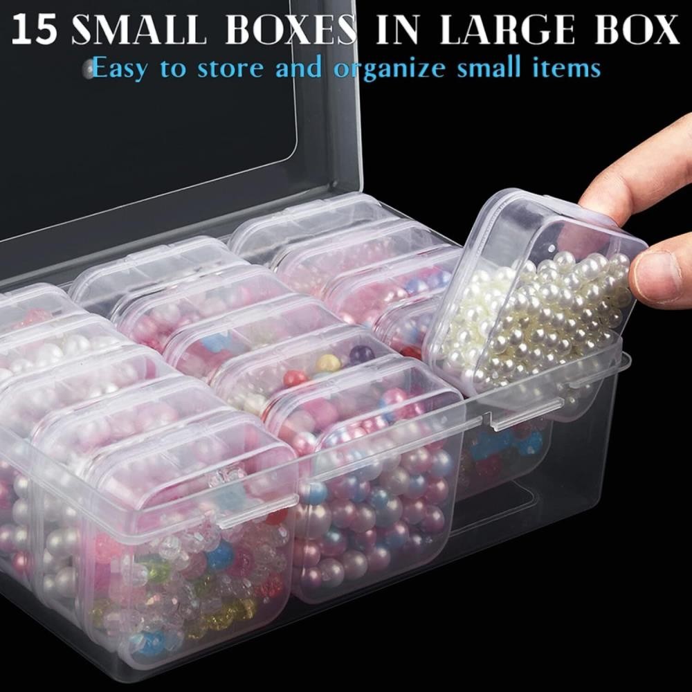 30Pcs Small Clear Plastic Bead Storage Containers for Craft Organizer