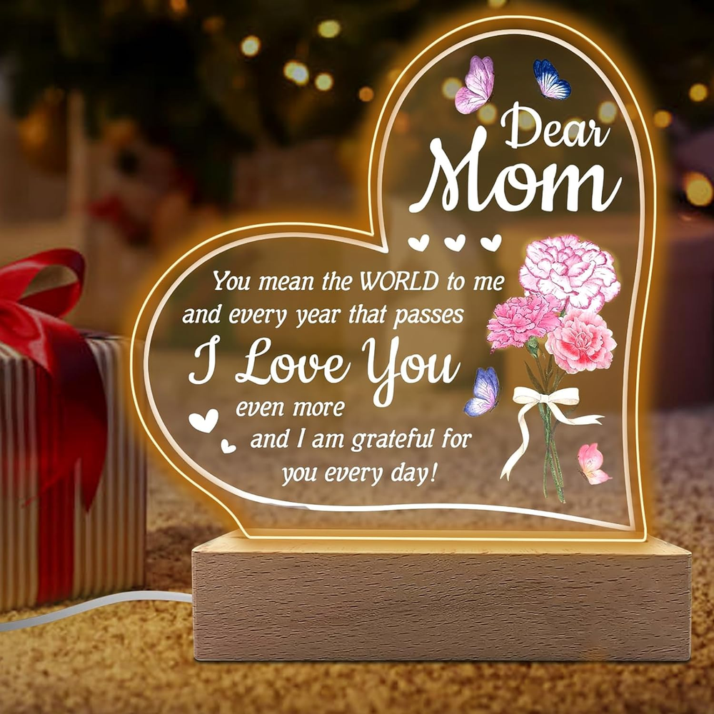 Mothers Day Gift from Daughter, Acrylic Night Light for Mothers Birthday Gifts-image