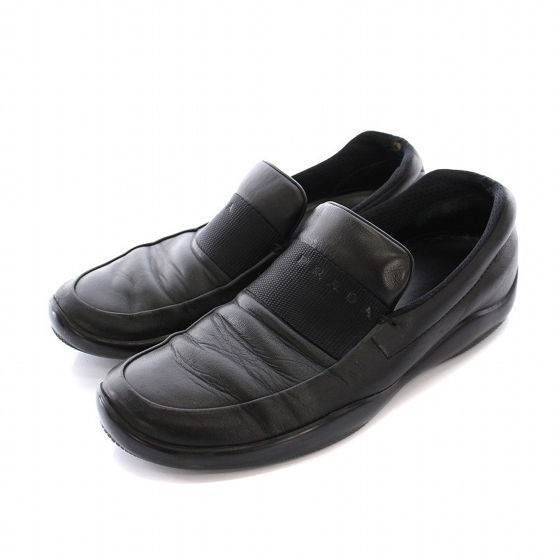 Prada Mens Black Leather Slip-On Sneakers Loafers Size 6.5