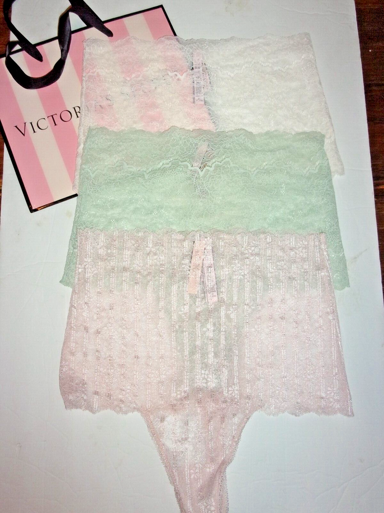 Victoria's Secret high waist thongs floral lace pink, green & white M