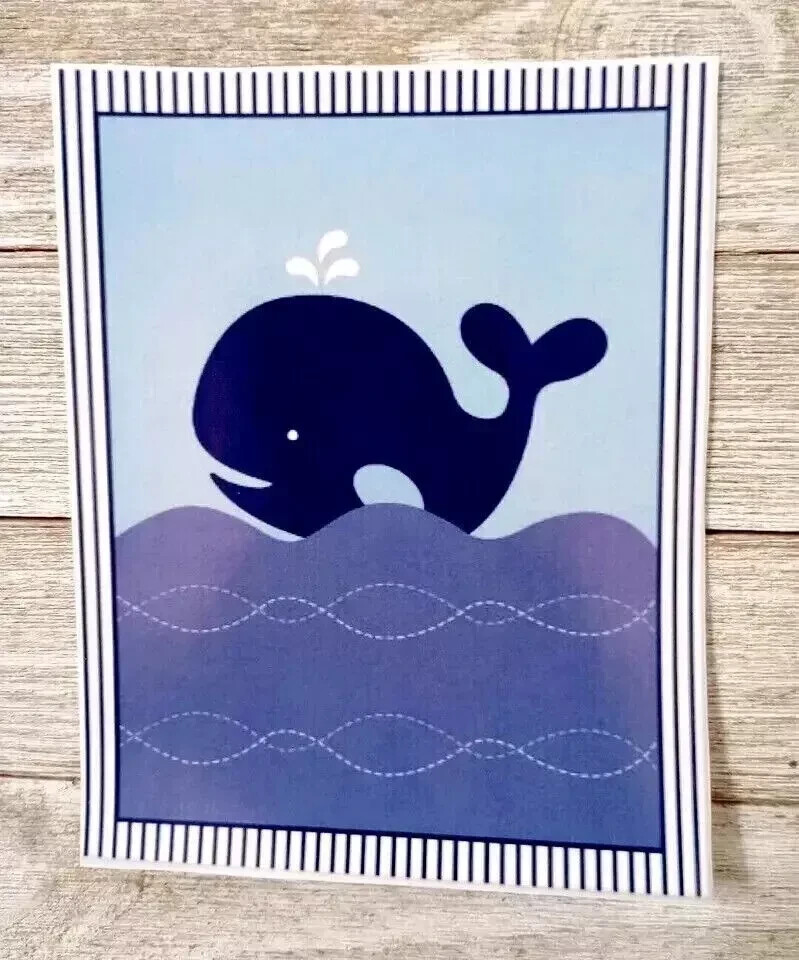 whale nautical ocean wall safe sticker blue  5.5 inch USA