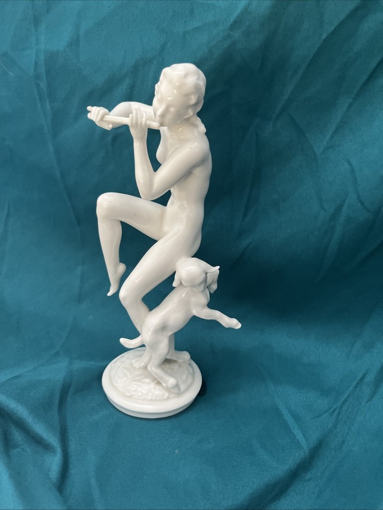 Hutschenreuther Kunstabteilung  Flute Playing sculpture  Germany Vintage