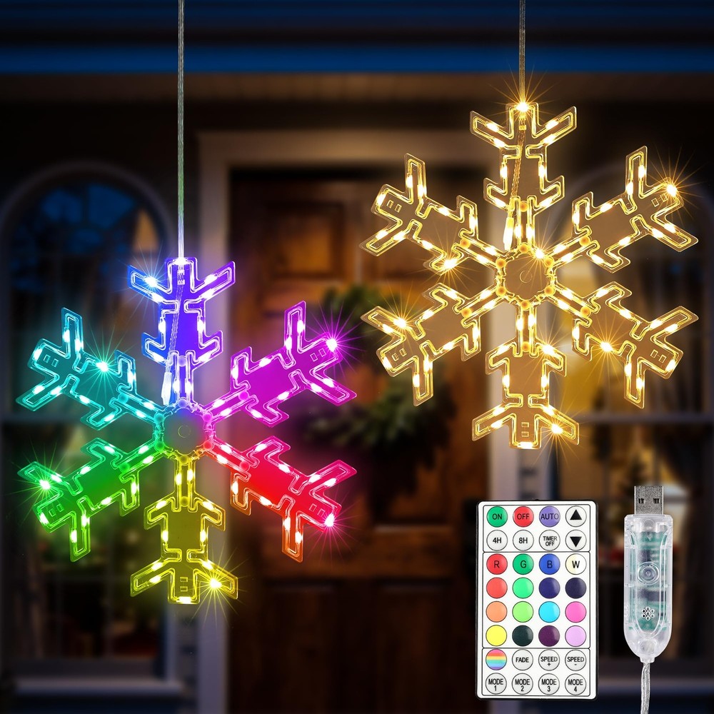 ODEETRONIC Snowflake Window Silhouette Lights, 2 Packs 12