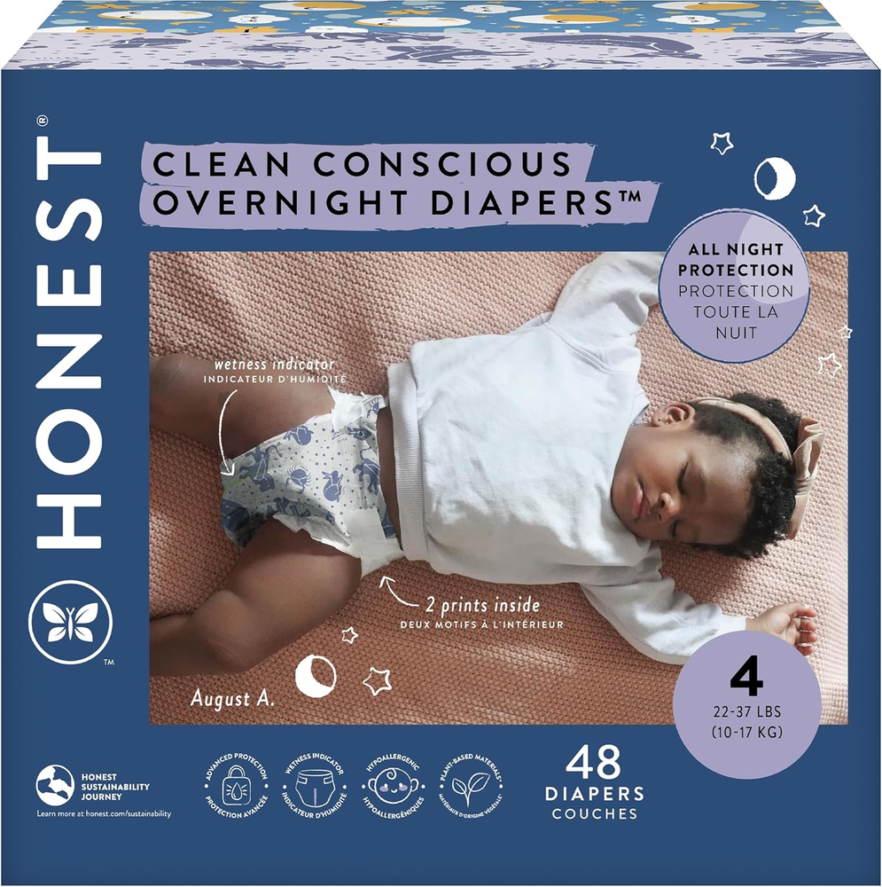 Clean Conscious Overnight Diapers | Plant-Based, Sustainable | Cozy Cloud + Star
