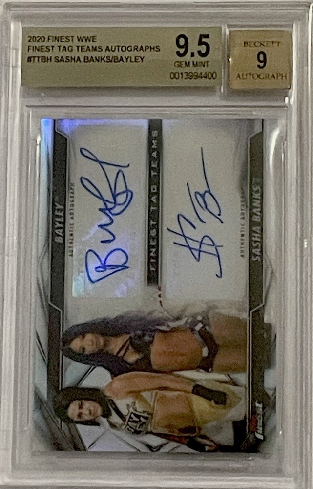 2020 Topps WWE Finest Tag Teams Autographs  Sasha Banks/ Bayley BGS 9.5 Pop 1!