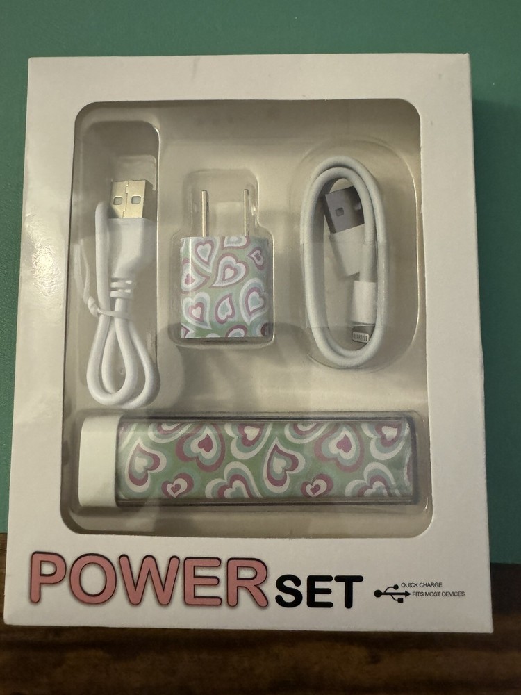 Power Set Charge Anytime, Anywhere Fits most USB Mobile Devices Hearts