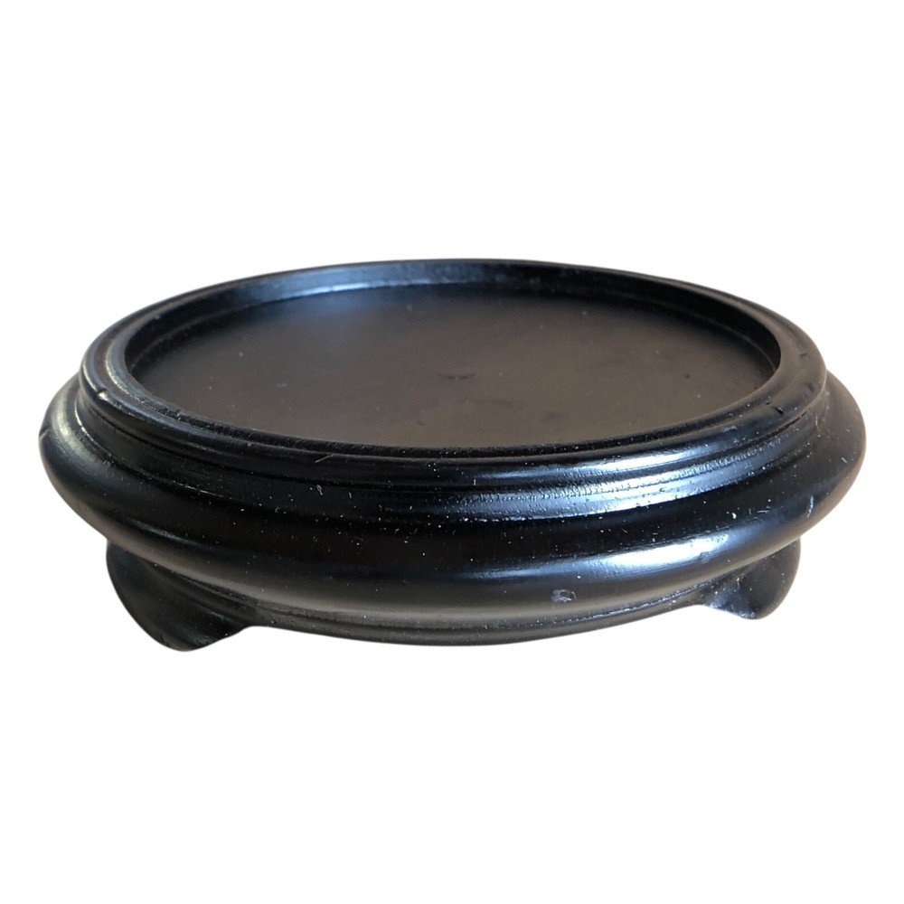 Black Wooden Asian-Inspired Pedestal Stand