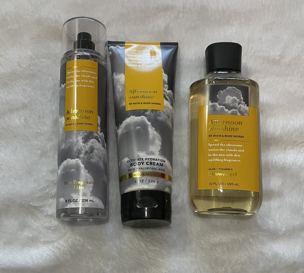 Bath & Body Works AFTERNOON SUNSHINE Mist Shower Gel Body Cream Set of 3 NEW