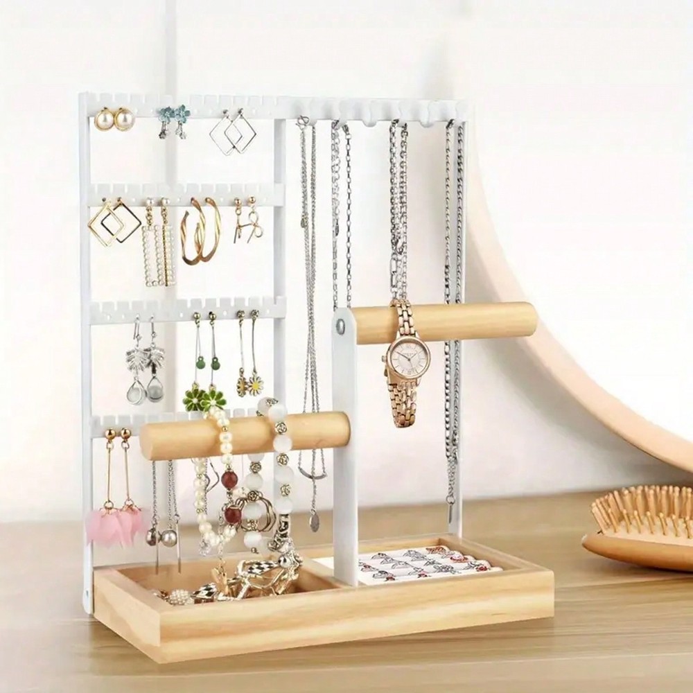 RFG Jewelry Organizer Stand Holds 48 Earrings 6 Necklaces Rings Bracelets
