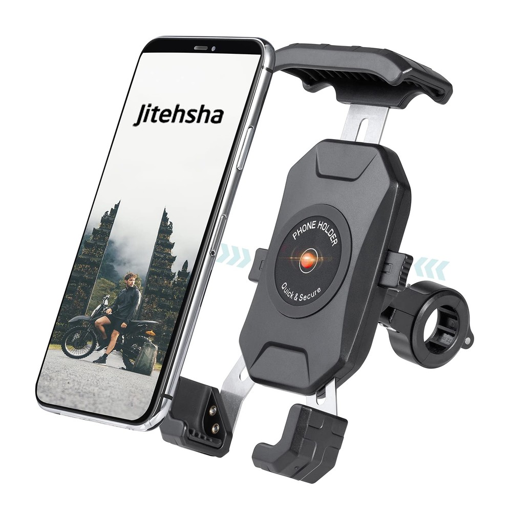 Bike Phone Mount Handlebar/Rear-View Motorcycle Cellphone Holder One Touch Lo...