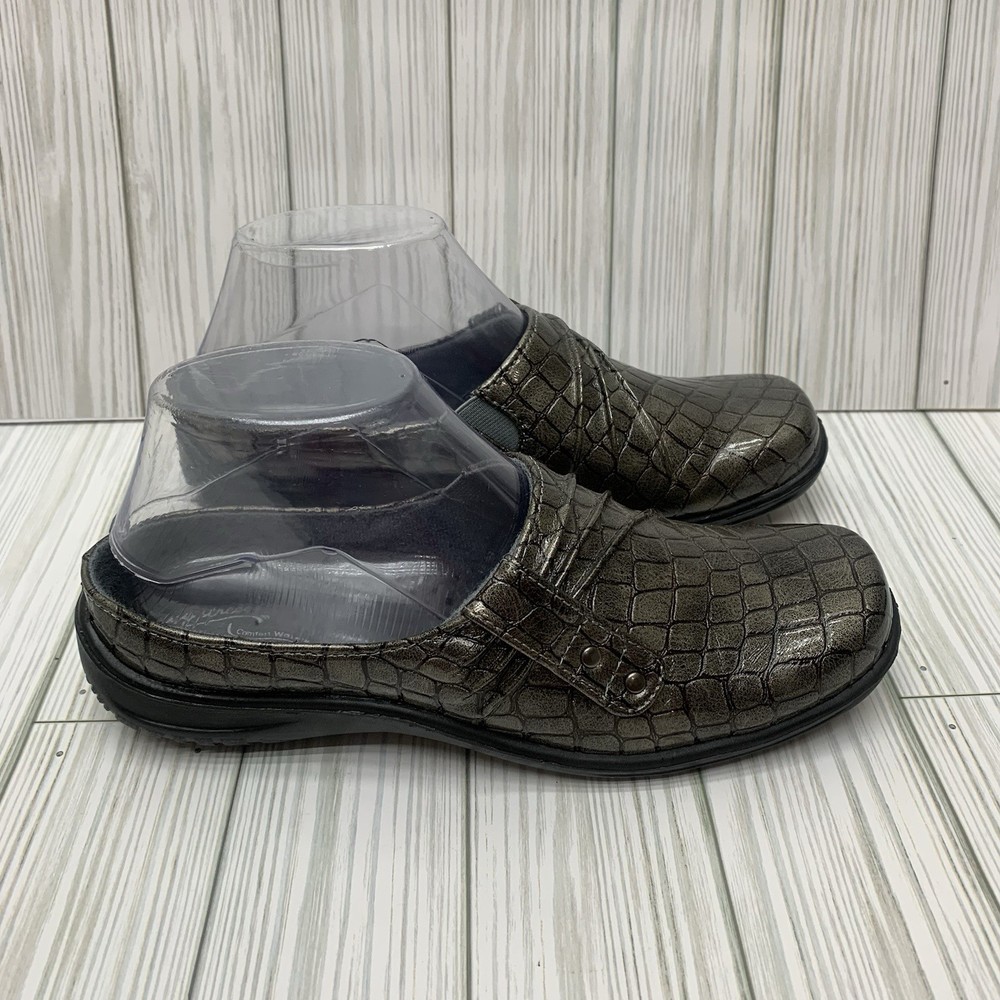 Easy Street Holly Pewter Patton Mule Flats Casual Shoes Women's Sz 7.5 N