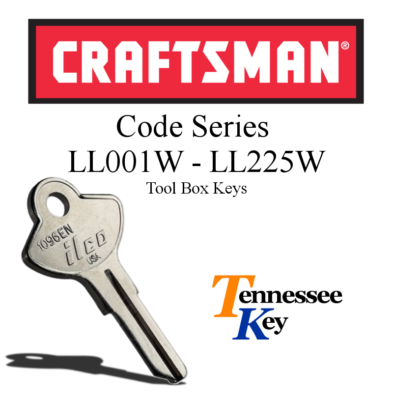 Craftsman tool box replacement keys by code series LL001W to LL225W