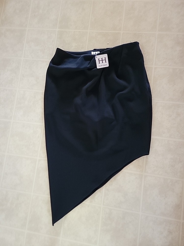 Haute Hippie Skirt Womens 10 Black Pleated Asymmetrical Stretch Sexy Party NEW