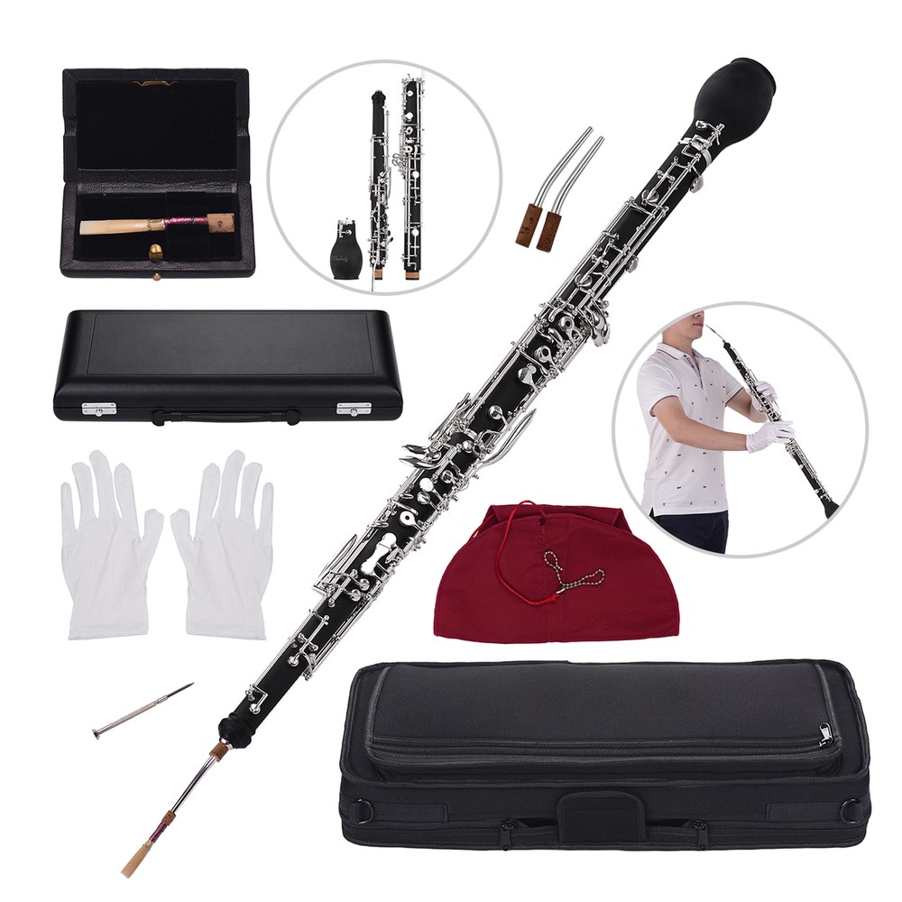 Professional English Horn Alto Oboe F Key Synthetic Wood Body W/ Carry Case O9W8