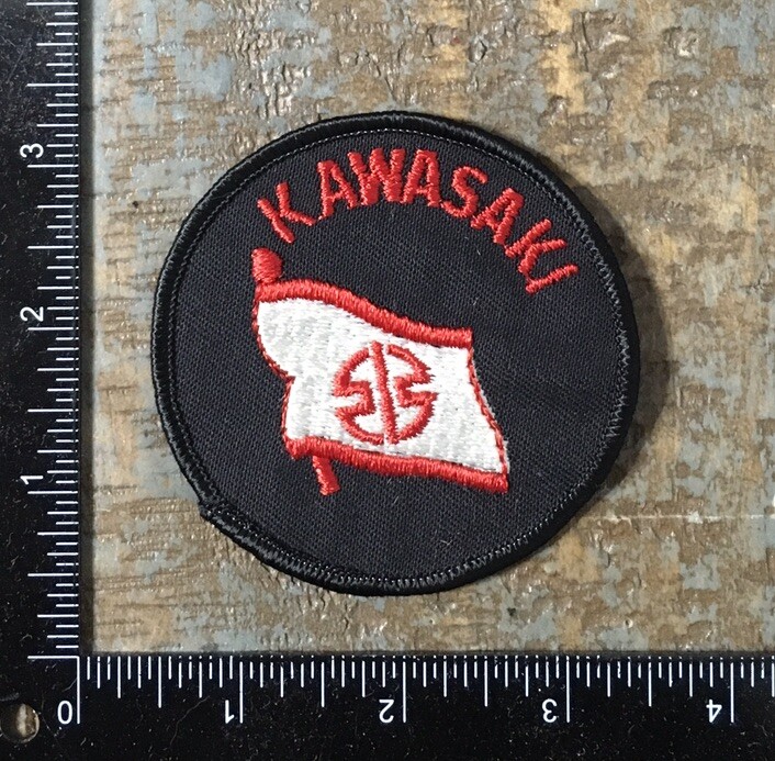 Vintage 1970s Kawasaki Dirt Bike Logo Embroidered Patch