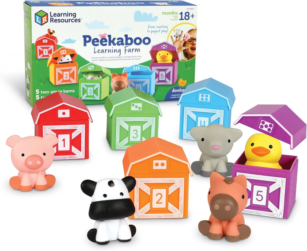 Learning Resources Peekaboo Learning Farm - 10 Pieces, Ages 18+ Months Toddler L