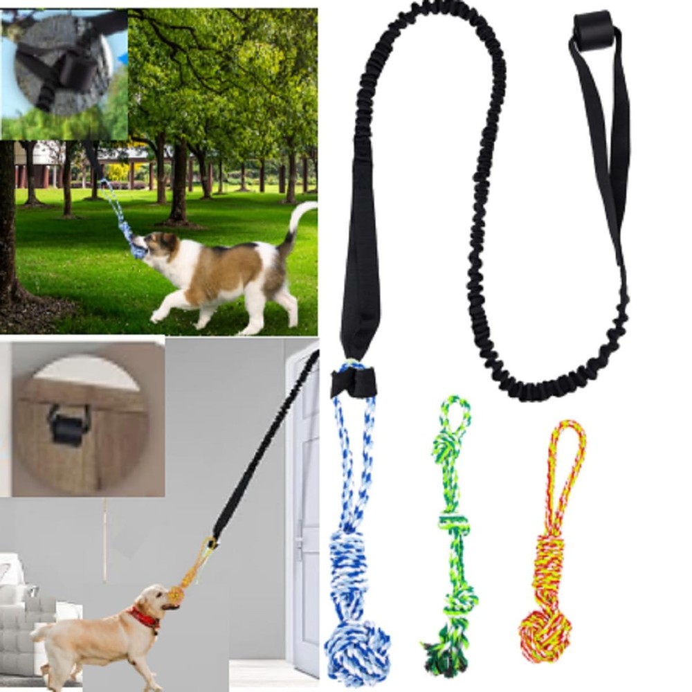 5PCS Spring Pole Dog Rope Toys, Interactive Tether Tug of War Toy, Indoor Out...