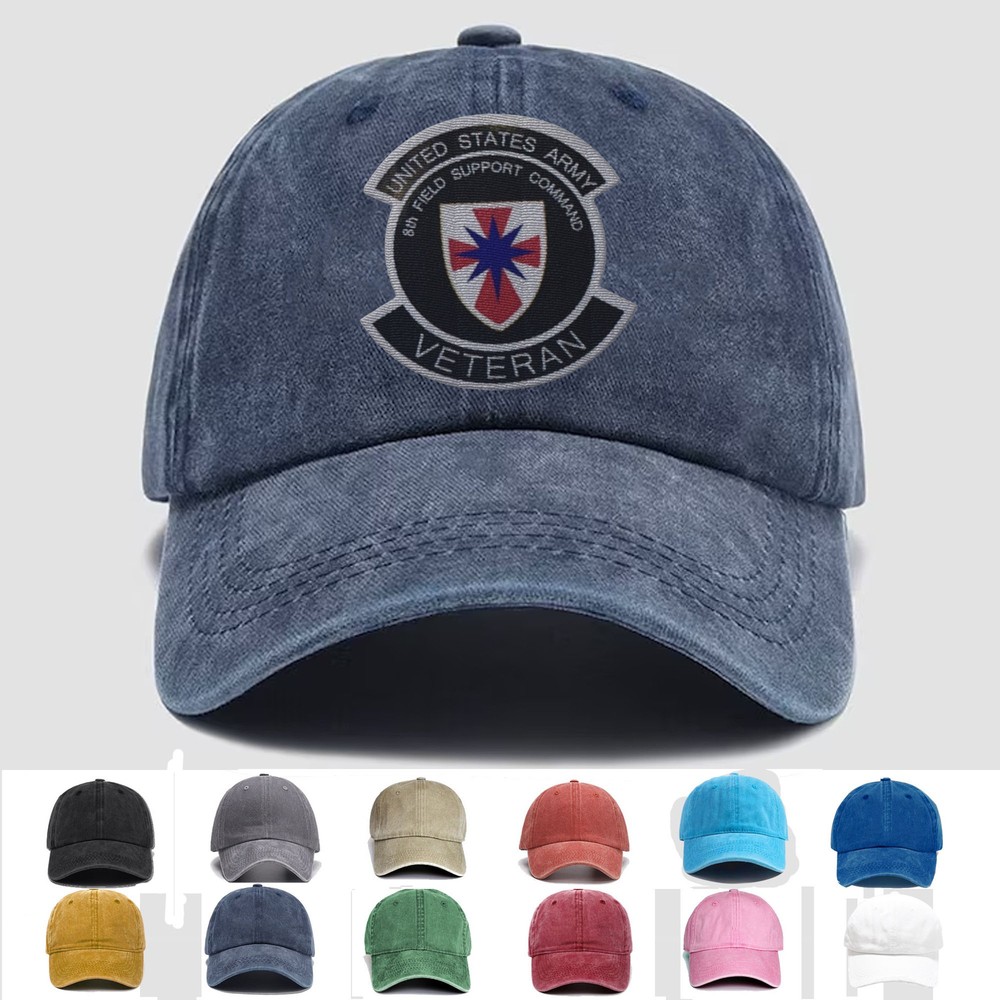 Custom Embroidered Hat US Army 8th Field Support Command Veteran, Trucker Hat