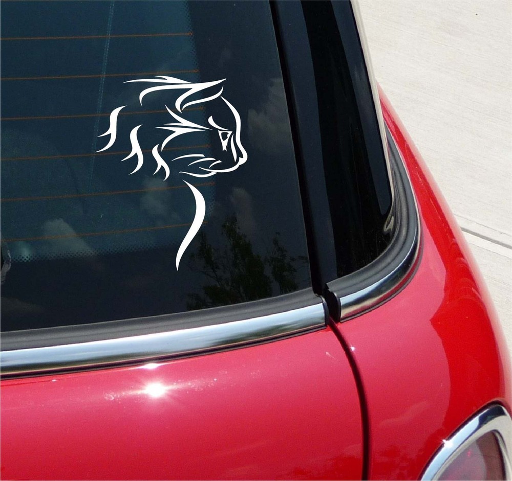 TRIBAL CAT HEAD FELINE MEOW GRAPHIC DECAL STICKER ART CAR WALL DECOR