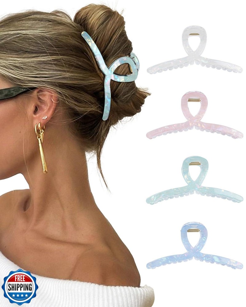 Molans 4-Pack 5 Inch Large Acrylic Hair Claw Clips for Women