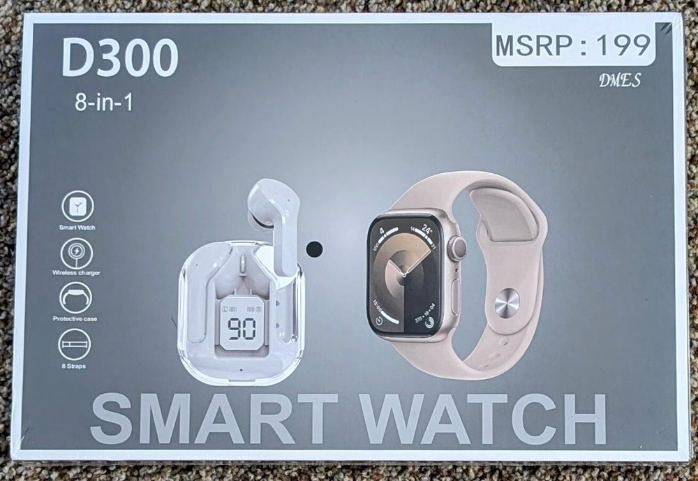 D300 8-IN-1 SMART WATCH, EAR BUDS, & *8 WRIST STRAPS* *BRAND NEW IN BOX* $199+
