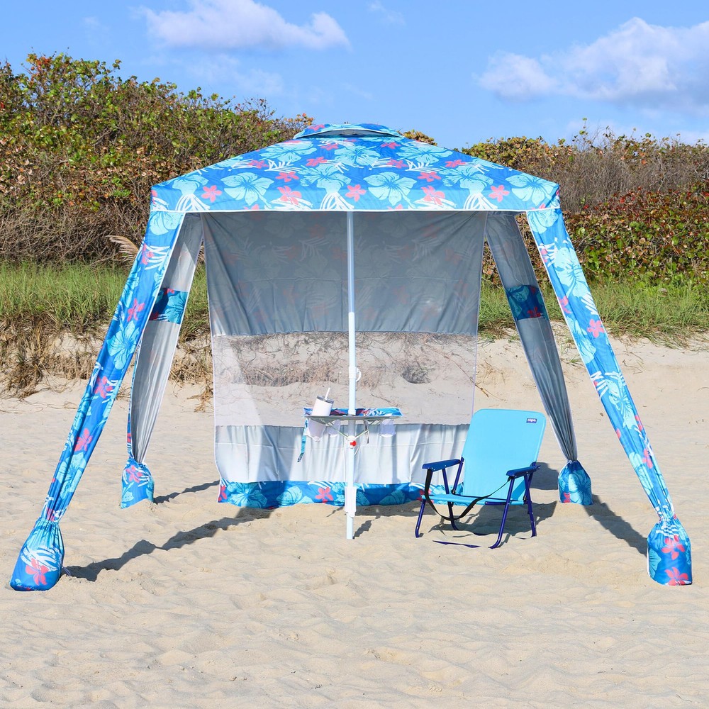 6x6 Easy Up Cabana – Sun Shelter with Privacy Wall, Canopy with Umbrella Tabl...