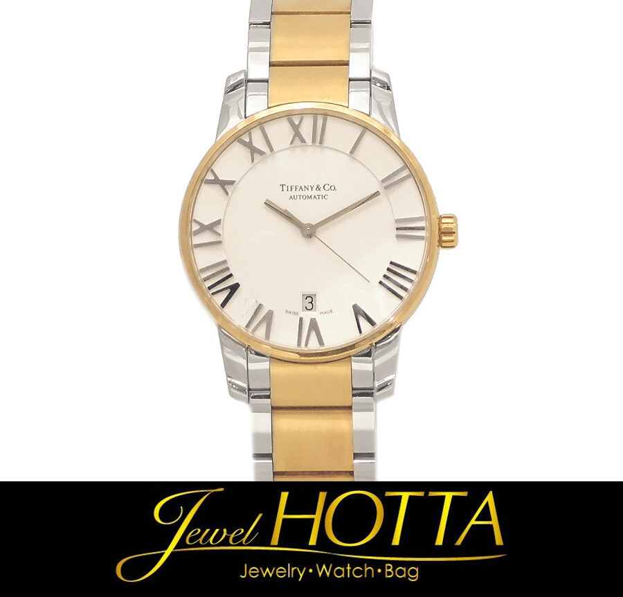 Tiffany Co. Atlas Dome Z1800.68.15A21A00A SS YG Silver Gold Combi Automatic