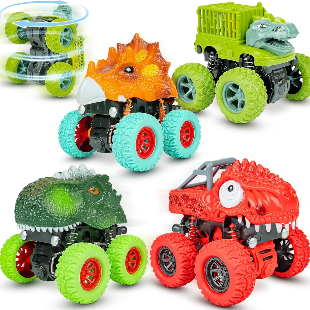 Beestech Dinosaur Toys for 2 3 4 5 Year Old Boys, Push & Pull Friction Powered D