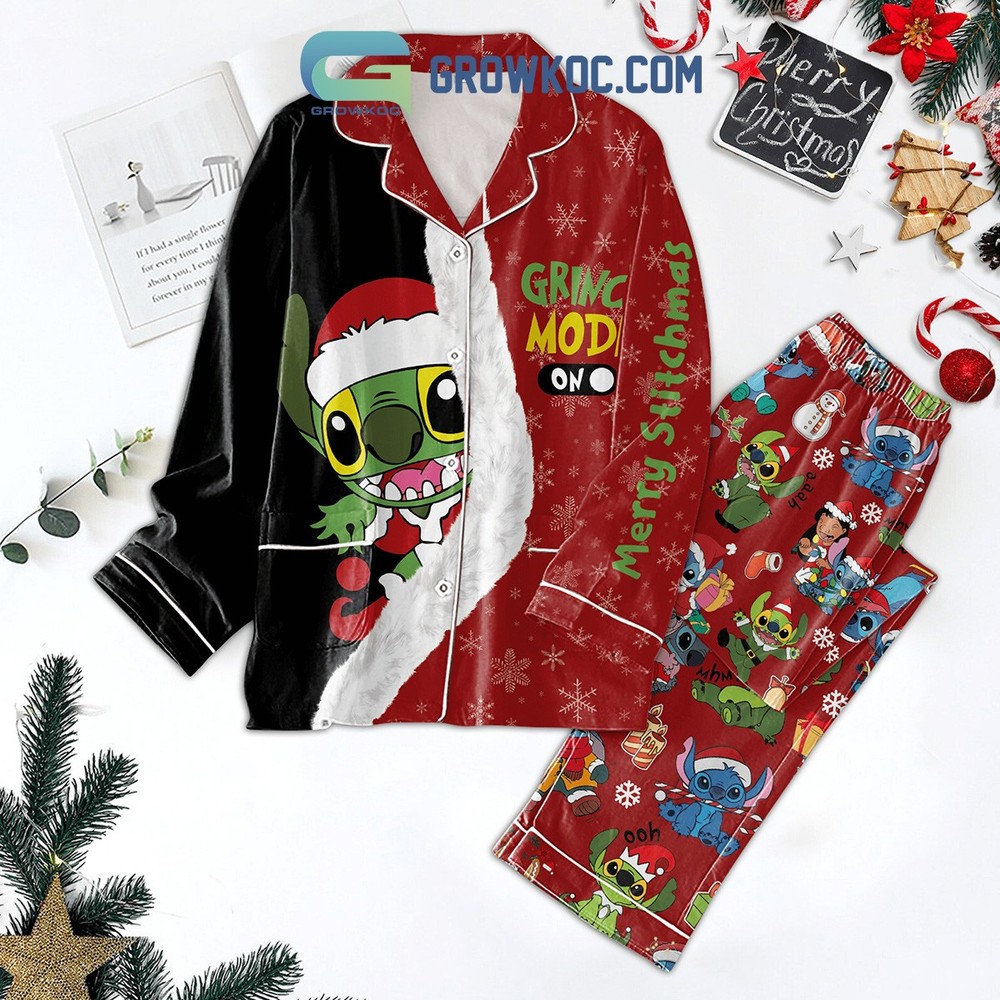 Grinch Mode On Merry Stitchmas Pajamas Set for Christmas  