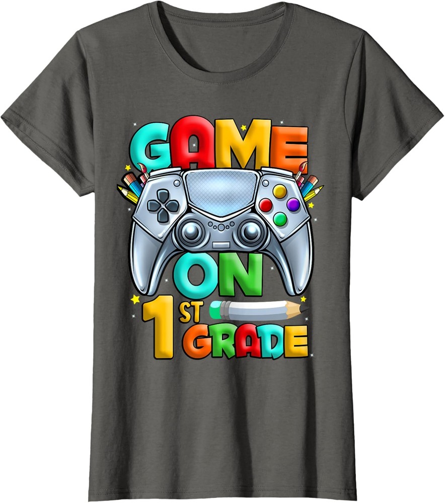Game On 1st Grade Back To School 1st Grade Level Ladies' Crewneck T-Shirt