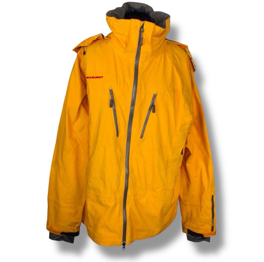 Mammut Eiger Free Advanced HS Hooded Jacket Mens 2XL Yellow Dry Tech Taped Seams