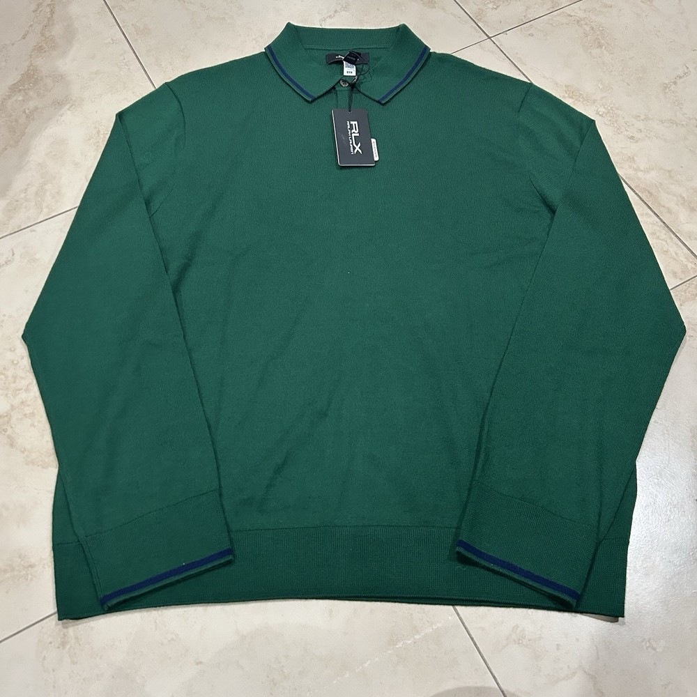 Men’s Ralph Lauren RLX Golf Wool Polo Shirt Size 2XL Lightweight Green