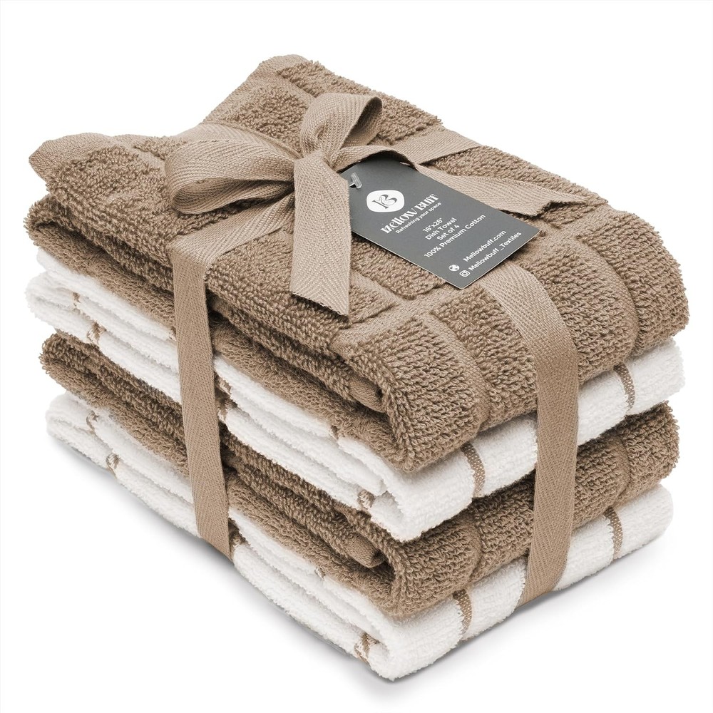 100% Cotton Terry Dish Towels 4-Pack 16x26in, Super Soft Absorbent Kitchen