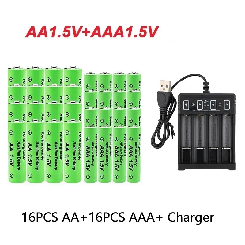 Original Rechargeable Battery 1.5V Aa9800Mah+Aaa8800Mah+Charger for Computer Clo