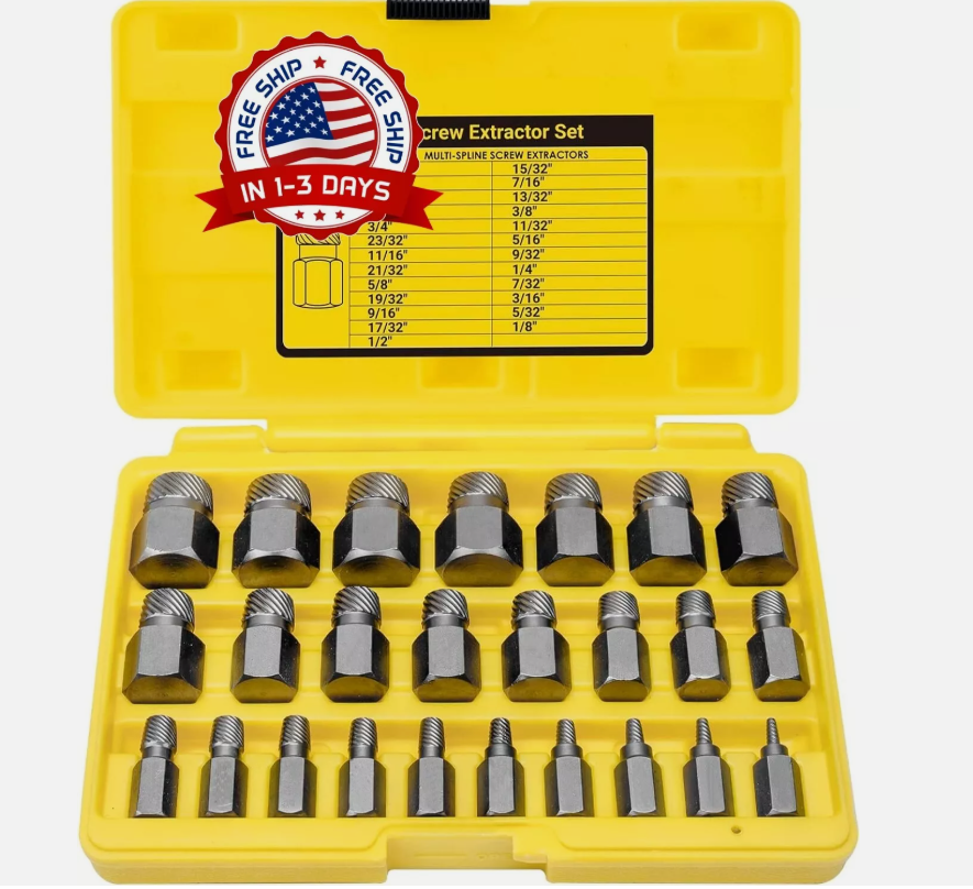 25-Piece Hex Head Multi-Line Screw Extractor Set New Unused
