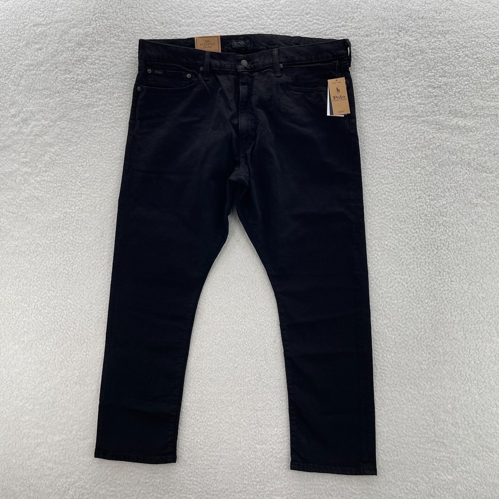 Polo Ralph Lauren Jeans Mens 40x30 Black Sullivan Slim Dark Wash Stretch Preppy
