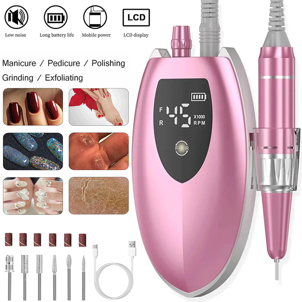 2025 Upgarded 45000RPM Electric Nail Drill Machine Portable Manicure Pedicure BK