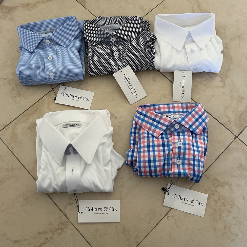 Collars & Co Shirt Mens Size Medium M Lot of 5 Dress Collar Polo Button