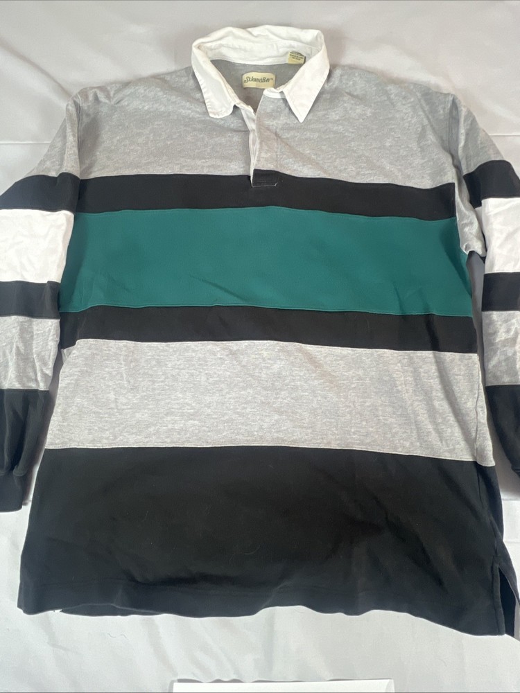 St. John’s Bay Men’s XL Tall Rugby Polo Shirt Long Sleeve Striped Y2K