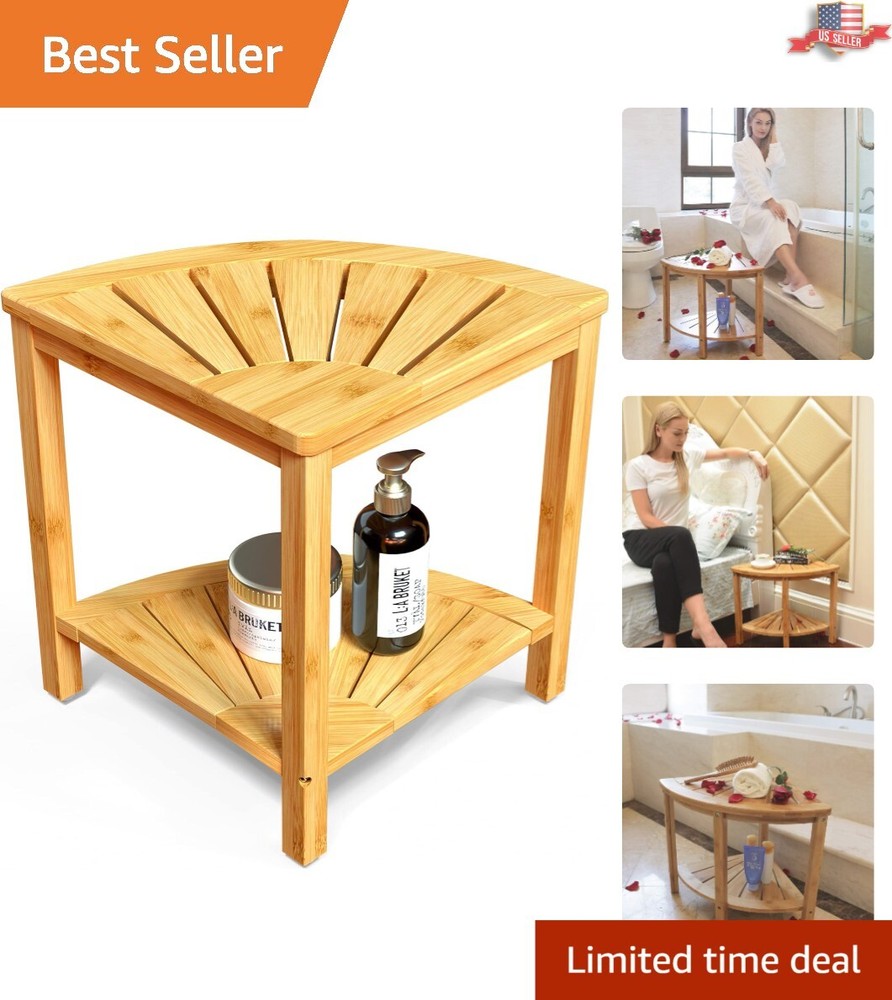 Sturdy Corner Shower Bench - 2-Tier Storage Shelf - Multi-functional Design